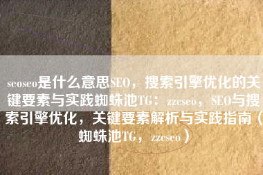 seoseo是什么意思SEO，搜索引擎优化的关键要素与实践蜘蛛池TG：zzcseo，SEO与搜索引擎优化，关键要素解析与实践指南（蜘蛛池TG，zzcseo）