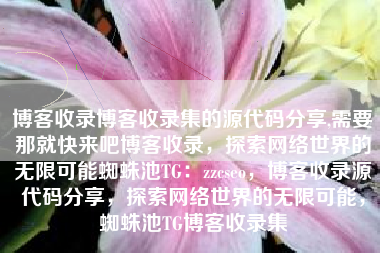 博客收录博客收录集的源代码分享,需要那就快来吧博客收录，探索网络世界的无限可能蜘蛛池TG：zzcseo，博客收录源代码分享，探索网络世界的无限可能，蜘蛛池TG博客收录集