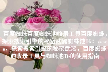 百度蜘蛛百度蜘蛛池收录工具百度蜘蛛，探索搜索引擎的秘密武器蜘蛛池TG：zzcseo，探索搜索引擎的秘密武器，百度蜘蛛池收录工具与蜘蛛池TG的使用指南