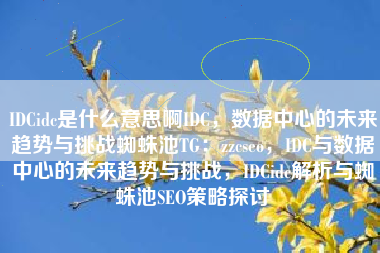 IDCidc是什么意思啊IDC，数据中心的未来趋势与挑战蜘蛛池TG：zzcseo，IDC与数据中心的未来趋势与挑战，IDCidc解析与蜘蛛池SEO策略探讨