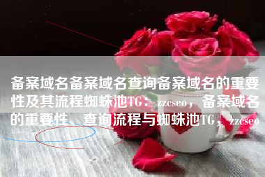 备案域名备案域名查询备案域名的重要性及其流程蜘蛛池TG：zzcseo，备案域名的重要性、查询流程与蜘蛛池TG，zzcseo