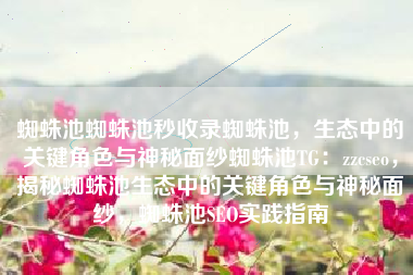 蜘蛛池蜘蛛池秒收录蜘蛛池，生态中的关键角色与神秘面纱蜘蛛池TG：zzcseo，揭秘蜘蛛池生态中的关键角色与神秘面纱，蜘蛛池SEO实践指南