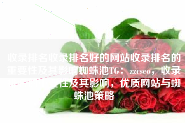 收录排名收录排名好的网站收录排名的重要性及其影响蜘蛛池TG：zzcseo，收录排名的重要性及其影响，优质网站与蜘蛛池策略