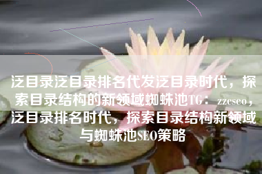 泛目录泛目录排名代发泛目录时代，探索目录结构的新领域蜘蛛池TG：zzcseo，泛目录排名时代，探索目录结构新领域与蜘蛛池SEO策略