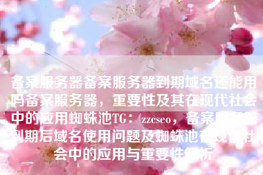备案服务器备案服务器到期域名还能用吗备案服务器，重要性及其在现代社会中的应用蜘蛛池TG：zzcseo，备案服务器到期后域名使用问题及蜘蛛池在现代社会中的应用与重要性解析