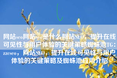网站seo网站seo是什么网站SEO，提升在线可见性与用户体验的关键策略蜘蛛池TG：zzcseo，网站SEO，提升在线可见性与用户体验的关键策略及蜘蛛池应用介绍