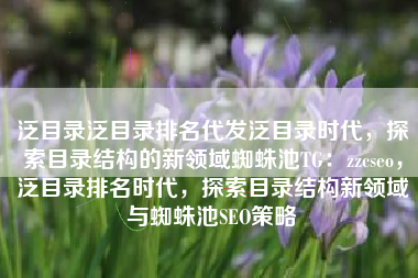 泛目录泛目录排名代发泛目录时代，探索目录结构的新领域蜘蛛池TG：zzcseo，泛目录排名时代，探索目录结构新领域与蜘蛛池SEO策略