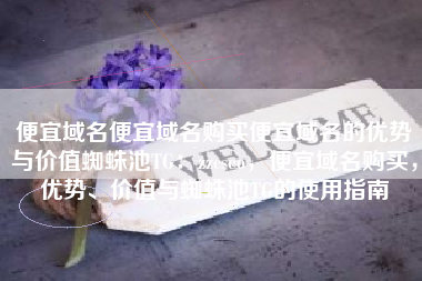 便宜域名便宜域名购买便宜域名的优势与价值蜘蛛池TG：zzcseo，便宜域名购买，优势、价值与蜘蛛池TG的使用指南