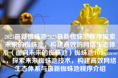 2025最新蜘蛛池2025最新蜘蛛池程序探索未来的蜘蛛池，构建高效的网络生态体系（面向未来的蜘蛛池）蜘蛛池TG：zzcseo，探索未来蜘蛛池技术，构建高效网络生态体系与最新蜘蛛池程序介绍