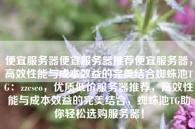 便宜服务器便宜服务器推荐便宜服务器，高效性能与成本效益的完美结合蜘蛛池TG：zzcseo，优质低价服务器推荐，高效性能与成本效益的完美结合，蜘蛛池TG助你轻松选购服务器！