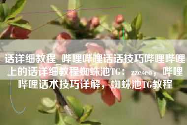 话详细教程_哔哩哔哩话话技巧哔哩哔哩上的话详细教程蜘蛛池TG：zzcseo，哔哩哔哩话术技巧详解，蜘蛛池TG教程