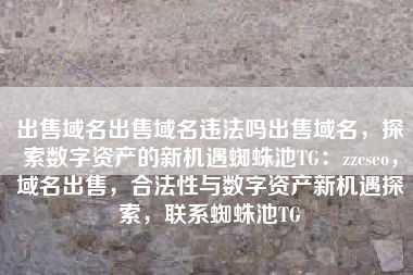 出售域名出售域名违法吗出售域名，探索数字资产的新机遇蜘蛛池TG：zzcseo，域名出售，合法性与数字资产新机遇探索，联系蜘蛛池TG