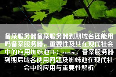 备案服务器备案服务器到期域名还能用吗备案服务器，重要性及其在现代社会中的应用蜘蛛池TG：zzcseo，备案服务器到期后域名使用问题及蜘蛛池在现代社会中的应用与重要性解析