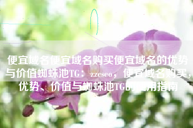 便宜域名便宜域名购买便宜域名的优势与价值蜘蛛池TG：zzcseo，便宜域名购买，优势、价值与蜘蛛池TG的使用指南