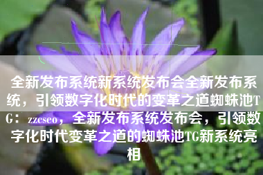 全新发布系统新系统发布会全新发布系统，引领数字化时代的变革之道蜘蛛池TG：zzcseo，全新发布系统发布会，引领数字化时代变革之道的蜘蛛池TG新系统亮相