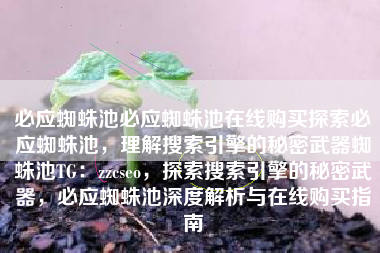 必应蜘蛛池必应蜘蛛池在线购买探索必应蜘蛛池，理解搜索引擎的秘密武器蜘蛛池TG：zzcseo，探索搜索引擎的秘密武器，必应蜘蛛池深度解析与在线购买指南