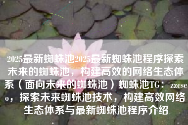 2025最新蜘蛛池2025最新蜘蛛池程序探索未来的蜘蛛池，构建高效的网络生态体系（面向未来的蜘蛛池）蜘蛛池TG：zzcseo，探索未来蜘蛛池技术，构建高效网络生态体系与最新蜘蛛池程序介绍