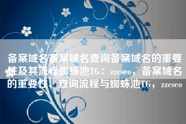 备案域名备案域名查询备案域名的重要性及其流程蜘蛛池TG：zzcseo，备案域名的重要性、查询流程与蜘蛛池TG，zzcseo