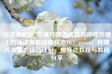 话详细教程_哔哩哔哩话话技巧哔哩哔哩上的话详细教程蜘蛛池TG：zzcseo，哔哩哔哩话术技巧详解，蜘蛛池教程与教程分享