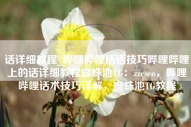 话详细教程_哔哩哔哩话话技巧哔哩哔哩上的话详细教程蜘蛛池TG：zzcseo，哔哩哔哩话术技巧详解，蜘蛛池TG教程