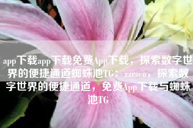 app下载app下载免费App下载，探索数字世界的便捷通道蜘蛛池TG：zzcseo，探索数字世界的便捷通道，免费App下载与蜘蛛池TG