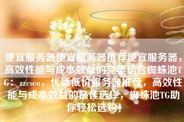 便宜服务器便宜服务器推荐便宜服务器，高效性能与成本效益的完美结合蜘蛛池TG：zzcseo，优质低价服务器推荐，高效性能与成本效益的最佳选择，蜘蛛池TG助你轻松选购！