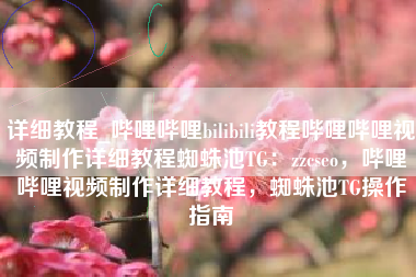 详细教程_哔哩哔哩bilibili教程哔哩哔哩视频制作详细教程蜘蛛池TG：zzcseo，哔哩哔哩视频制作详细教程，蜘蛛池TG操作指南