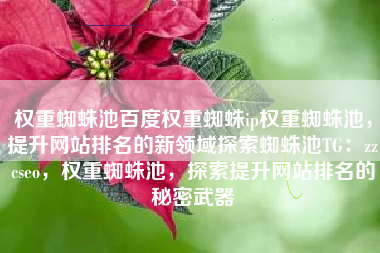 权重蜘蛛池百度权重蜘蛛ip权重蜘蛛池，提升网站排名的新领域探索蜘蛛池TG：zzcseo，权重蜘蛛池，探索提升网站排名的秘密武器