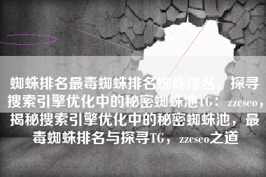 蜘蛛排名最毒蜘蛛排名蜘蛛排名，探寻搜索引擎优化中的秘密蜘蛛池TG：zzcseo，揭秘搜索引擎优化中的秘密蜘蛛池，最毒蜘蛛排名与探寻TG，zzcseo之道