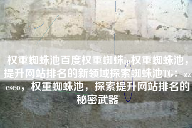 权重蜘蛛池百度权重蜘蛛ip权重蜘蛛池，提升网站排名的新领域探索蜘蛛池TG：zzcseo，权重蜘蛛池，探索提升网站排名的秘密武器