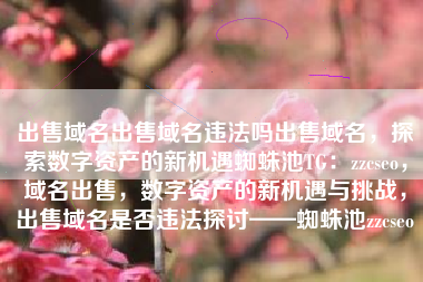 出售域名出售域名违法吗出售域名，探索数字资产的新机遇蜘蛛池TG：zzcseo，域名出售，数字资产的新机遇与挑战，出售域名是否违法探讨——蜘蛛池zzcseo