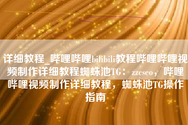 详细教程_哔哩哔哩bilibili教程哔哩哔哩视频制作详细教程蜘蛛池TG：zzcseo，哔哩哔哩视频制作详细教程，蜘蛛池TG操作指南