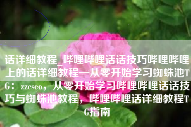 话详细教程_哔哩哔哩话话技巧哔哩哔哩上的话详细教程—从零开始学习蜘蛛池TG：zzcseo，从零开始学习哔哩哔哩话话技巧与蜘蛛池教程，哔哩哔哩话详细教程TG指南