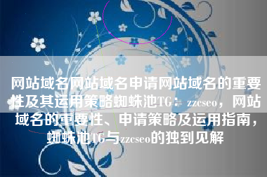 网站域名网站域名申请网站域名的重要性及其运用策略蜘蛛池TG：zzcseo，网站域名的重要性、申请策略及运用指南，蜘蛛池TG与zzcseo的独到见解